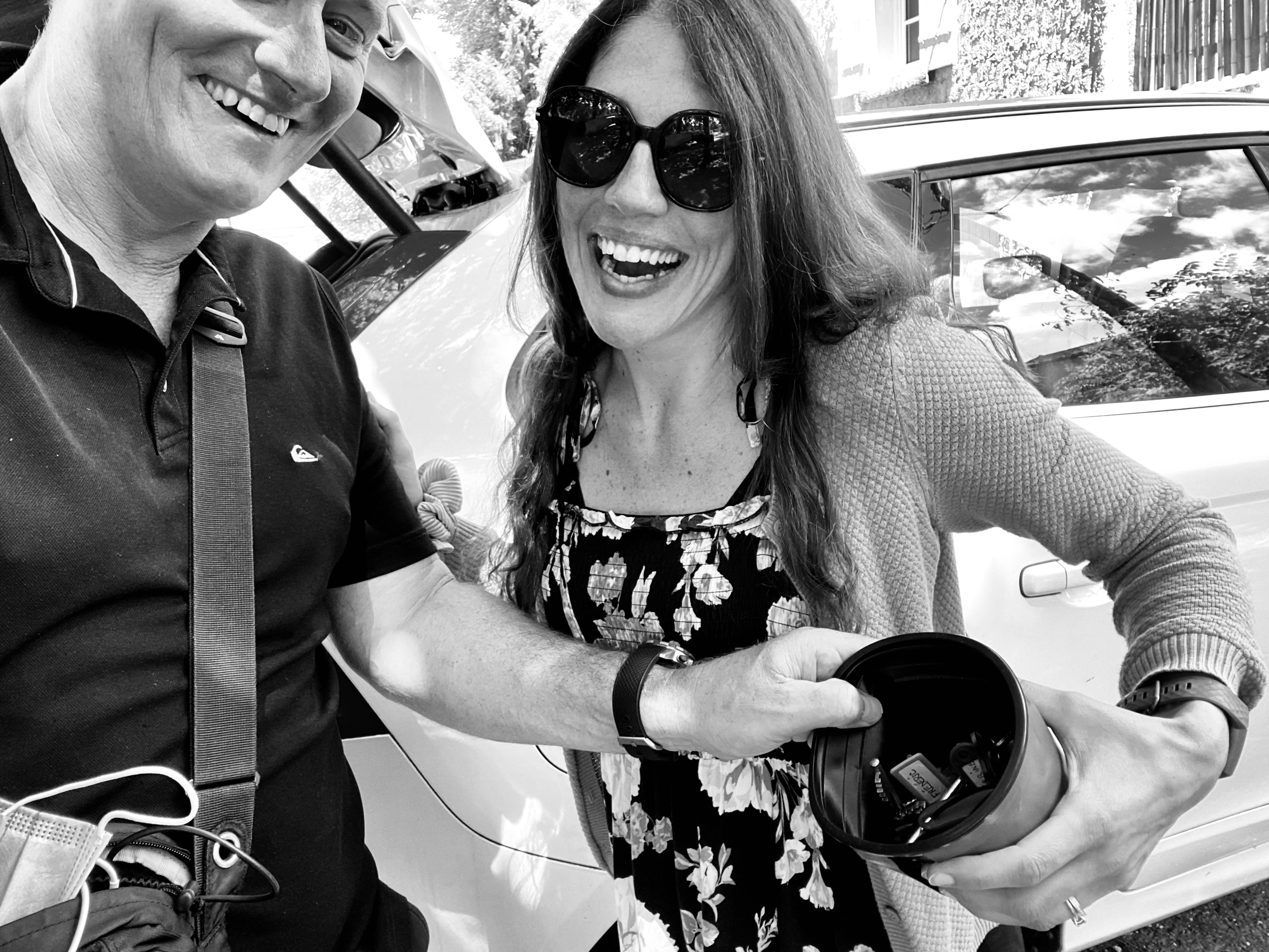 Stephanie and Skip Bowman, Issigeac, the day they got the keys to Manoir du Suquet, June 2020